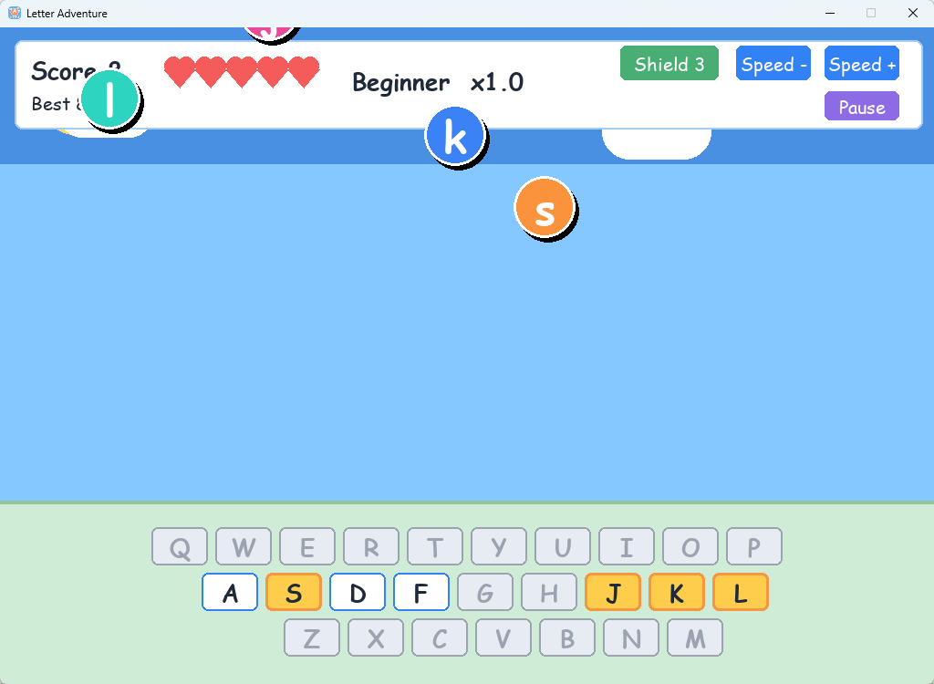 小孩键盘熟练字母大冒险 v1.0 绿色版 小学生启蒙打字练习游戏 封面