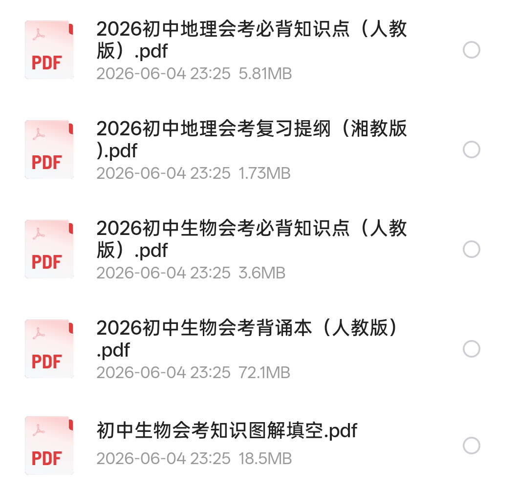 2026初中生地会考知识点汇编 封面