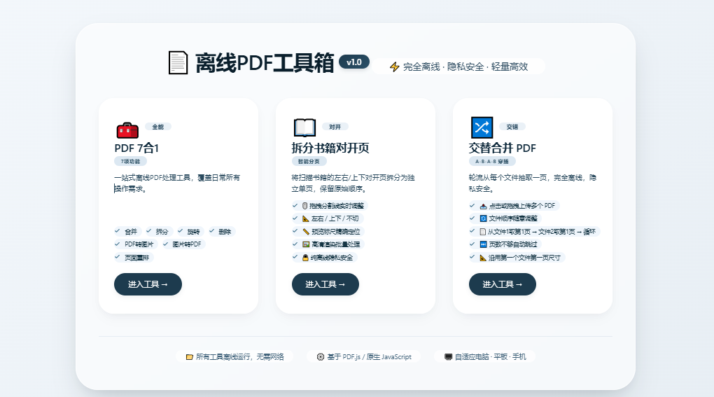 离线PDF工具箱HTML网页源码