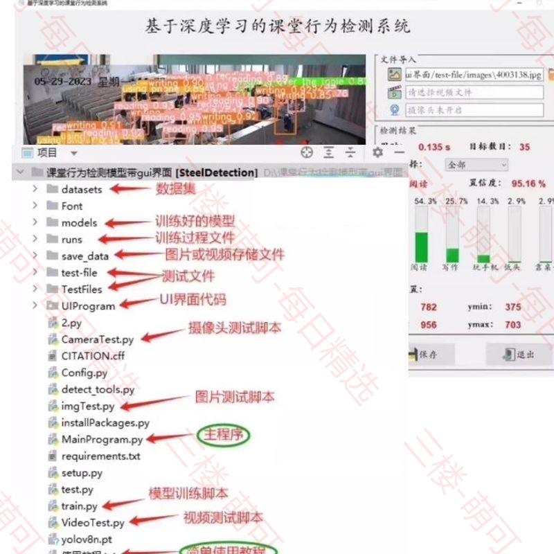 【分享】基于YOLOv8+pyqt5的课堂行为检测系统 可以替换 封面