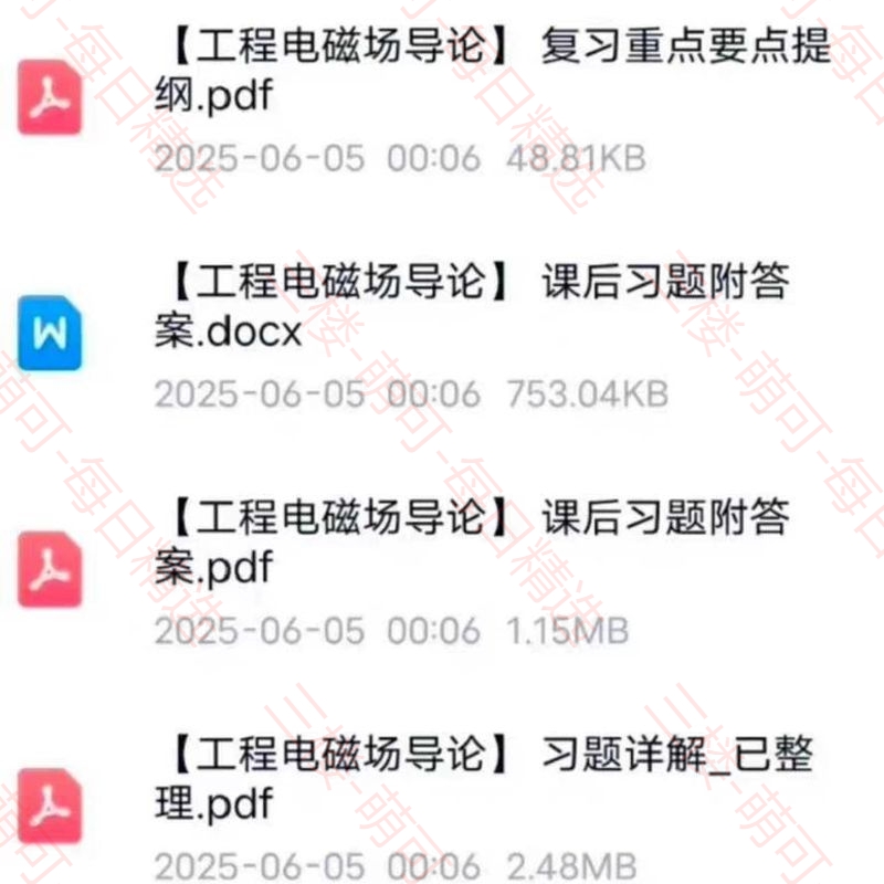 【分享】【工程电磁场导论】 习题详解＋复习重点提纲＋知识梳理资料 封面