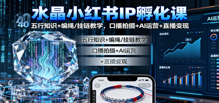 水晶小红书IP孵化：五行编绳+AI运营