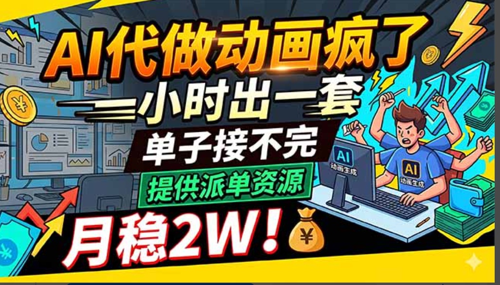 AI代做动画疯了，一小时出一套，单子接不完月稳2W！