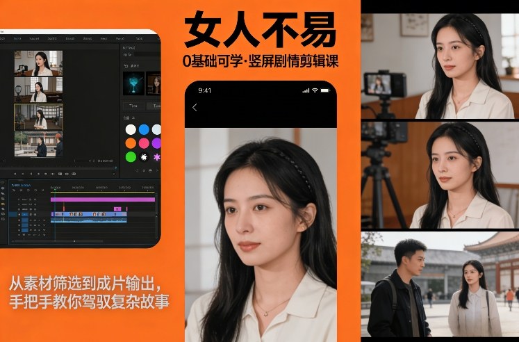 竖屏剧情剪辑课《女人不易》