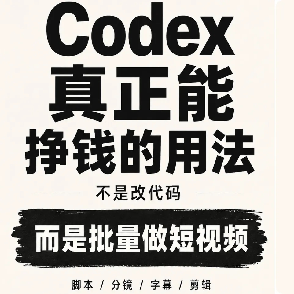 不用露脸，不用天天写稿！Codex自媒体IP自动化系统课