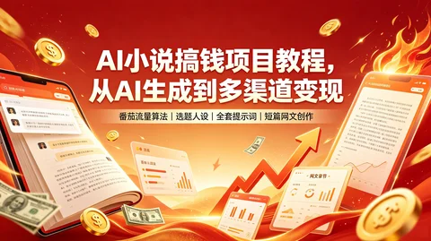番茄短篇AI变现:冷启动＋爆款选题＋AI写作＋付费卡点