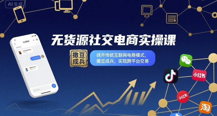无货源社交电商实操课，跨平台交易新玩法